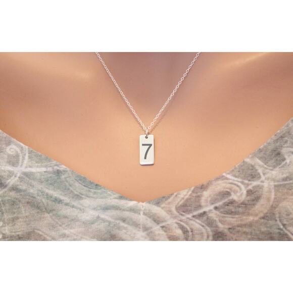 Sterling Silver Number 7 Charm Necklace - Picture 2 of 3